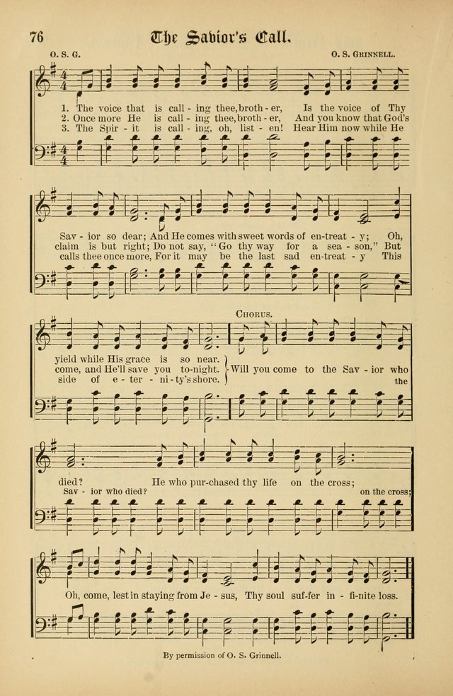 The Peacemaker: a collection of sacred songs and hymns for use in all services of the church, Sunday-school, home circle, and all kinds of evangelistic work page 76
