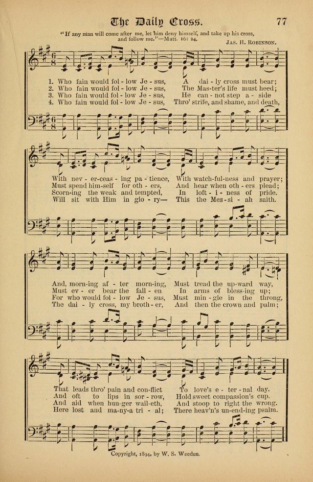 The Peacemaker: a collection of sacred songs and hymns for use in all services of the church, Sunday-school, home circle, and all kinds of evangelistic work page 77