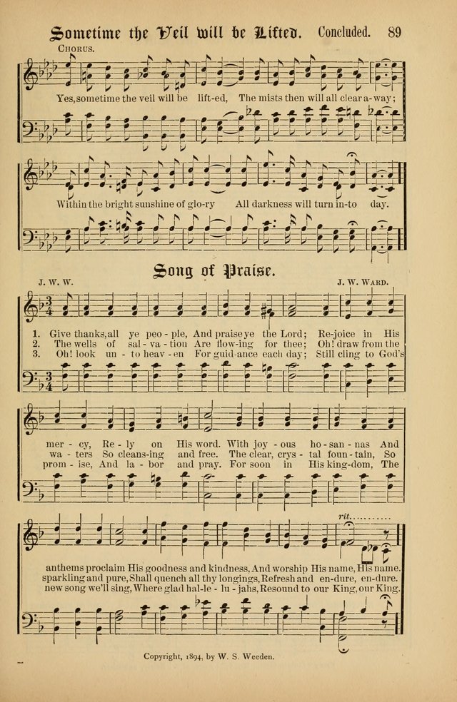 The Peacemaker: a collection of sacred songs and hymns for use in all services of the church, Sunday-school, home circle, and all kinds of evangelistic work page 89