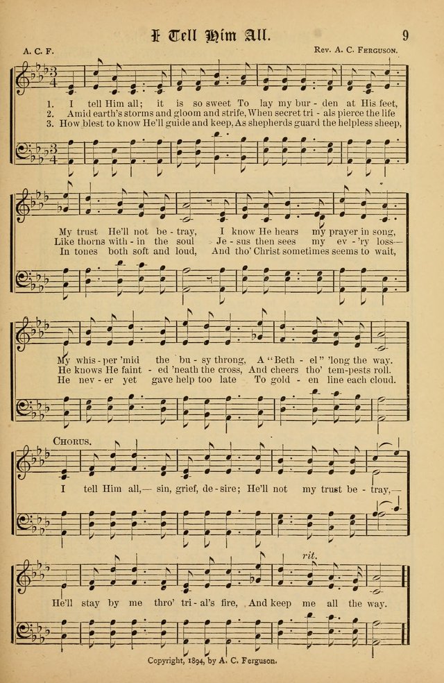 The Peacemaker: a collection of sacred songs and hymns for use in all services of the church, Sunday-school, home circle, and all kinds of evangelistic work page 9