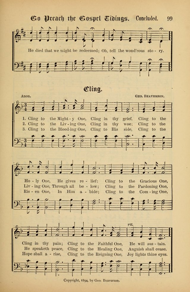 The Peacemaker: a collection of sacred songs and hymns for use in all services of the church, Sunday-school, home circle, and all kinds of evangelistic work page 99