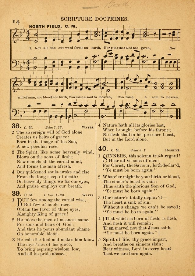 The Primitive Baptist Hymnal: a choice collection of hymns and tunes of early and late composition page 14