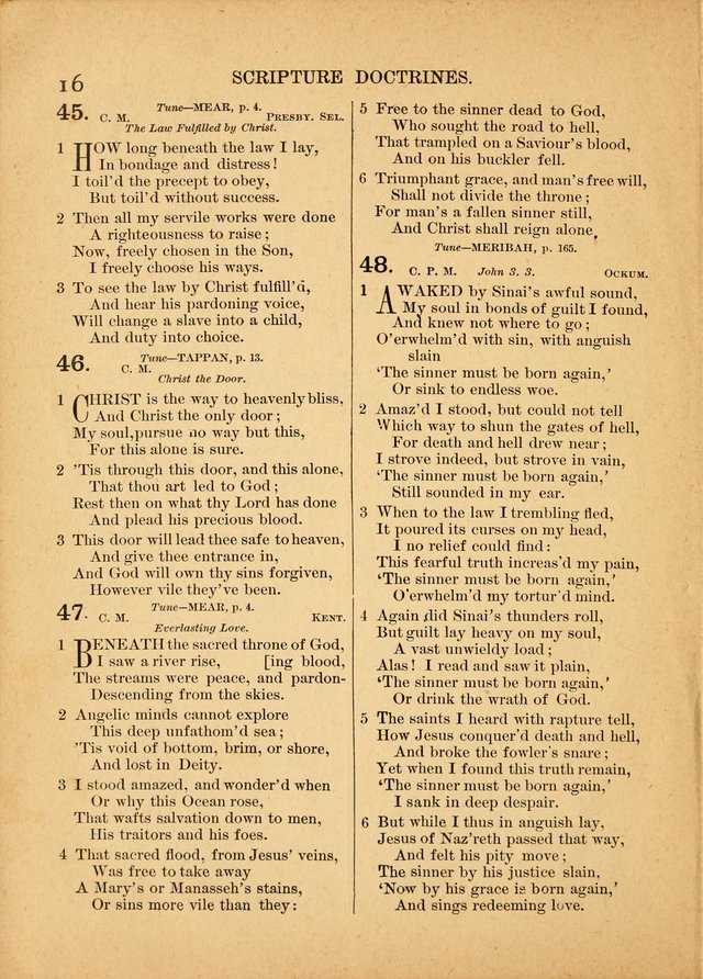 The Primitive Baptist Hymnal: a choice collection of hymns and tunes of early and late composition page 16