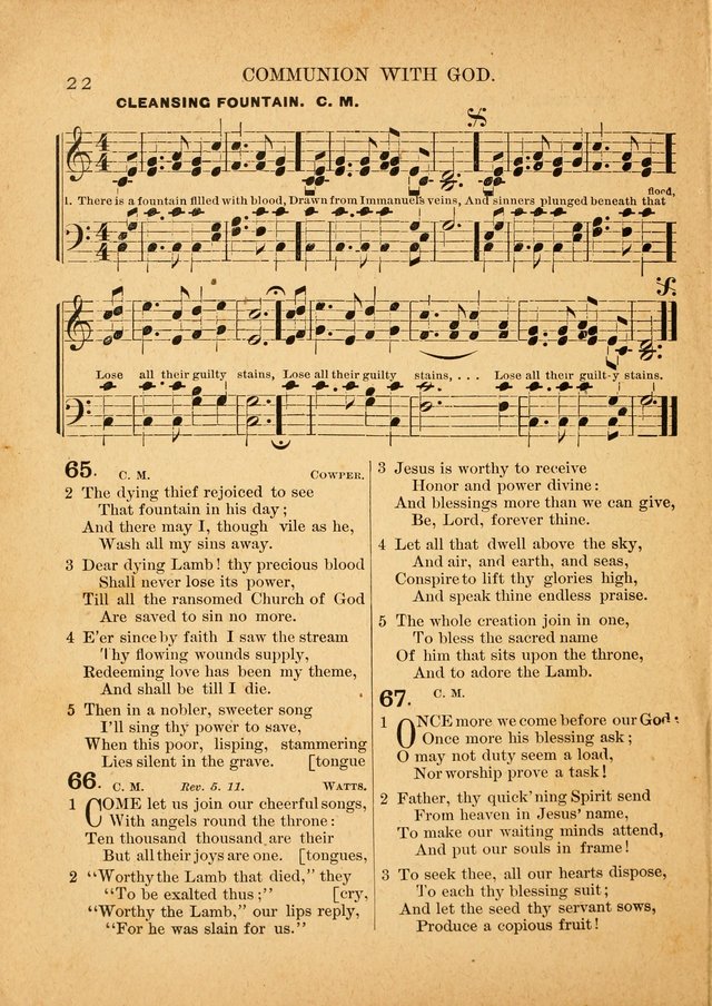 The Primitive Baptist Hymnal: a choice collection of hymns and tunes of early and late composition page 22