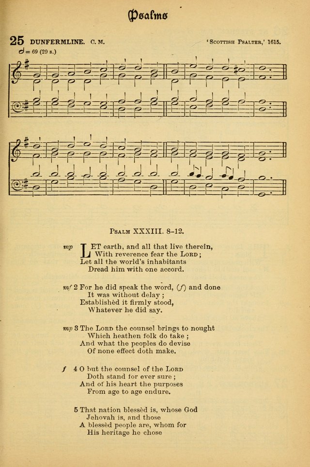 The Presbyterian Book of Praise: approved and commended by the General Assembly of the Presbyterian Church in Canada; With tunes; Part I. Selections from the Psalter. Part II. The Hymnal, rev, and en. page 25