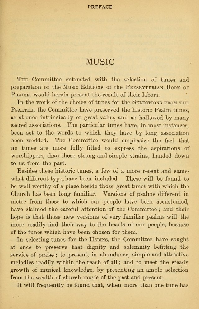 The Presbyterian Book of Praise: approved and commended by the General Assembly of the Presbyterian Church in Canada; With tunes; Part I. Selections from the Psalter. Part II. The Hymnal, rev, and en. page x