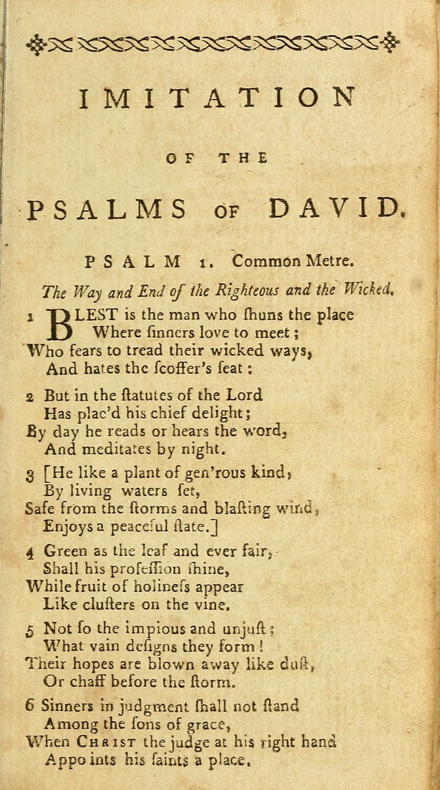 Psalms: carefully suited to the Christian worship in the United States of America: being an improvement of the old versions of the Psalms of David page 1