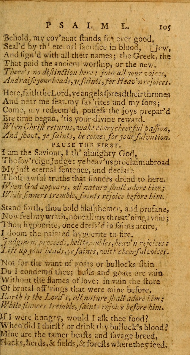 Psalms, carefully suited to the Christian worship in the United States of America: being an improvement of the old version of the Psalms of David ; allowed by the reverend Synod of New York and Philad page 105
