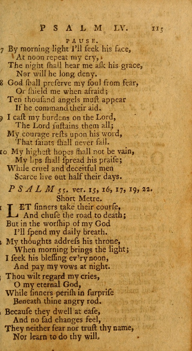 Psalms, carefully suited to the Christian worship in the United States of America: being an improvement of the old version of the Psalms of David ; allowed by the reverend Synod of New York and Philad page 115