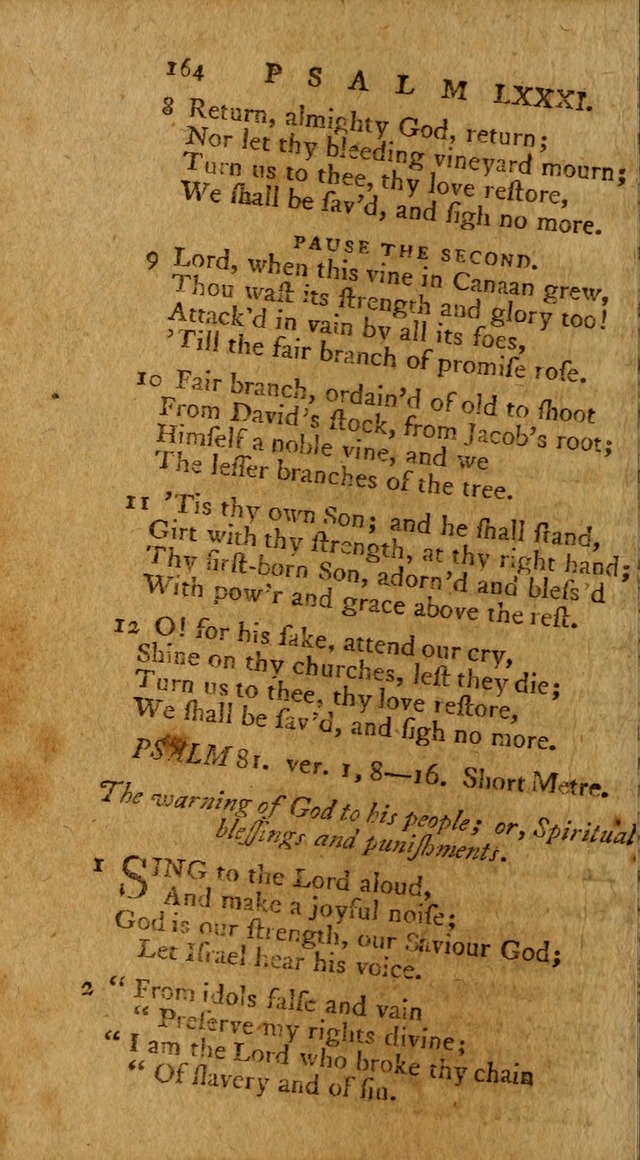 Psalms, carefully suited to the Christian worship in the United States of America: being an improvement of the old version of the Psalms of David ; allowed by the reverend Synod of New York and Philad page 164