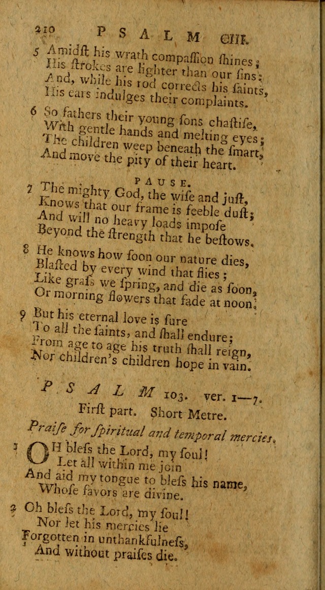 Psalms, carefully suited to the Christian worship in the United States of America: being an improvement of the old version of the Psalms of David ; allowed by the reverend Synod of New York and Philad page 210