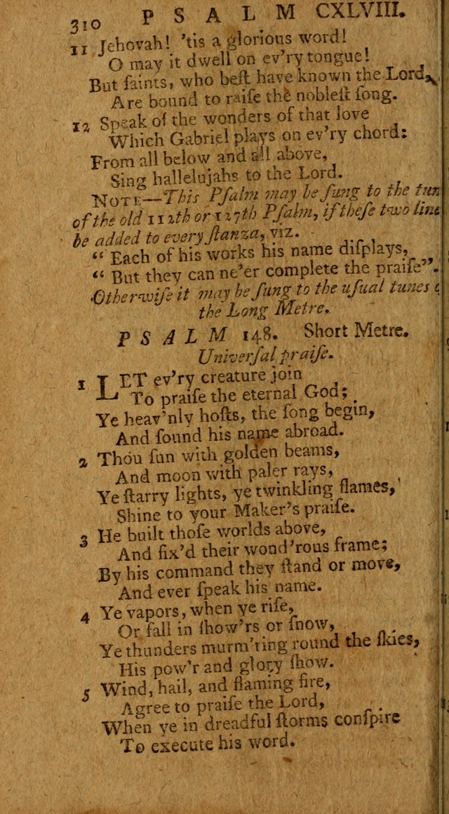 Psalms, carefully suited to the Christian worship in the United States of America: being an improvement of the old version of the Psalms of David ; allowed by the reverend Synod of New York and Philad page 312