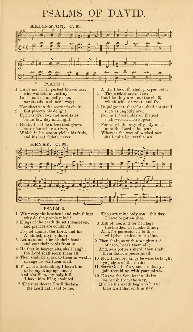 The Psalms of David: with a selection of standard music appropriately arranged according to sentiment of each Psalm or portion of Psalm (8th ed.) page 1
