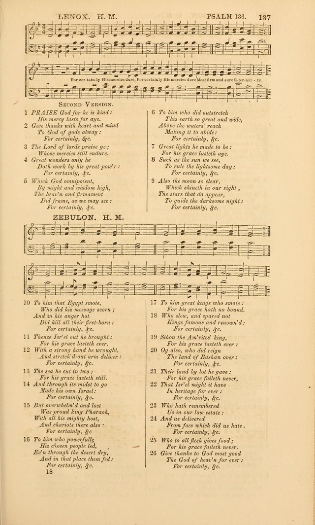 The Psalms of David: with a selection of standard music appropriately arranged according to sentiment of each Psalm or portion of Psalm (8th ed.) page 137