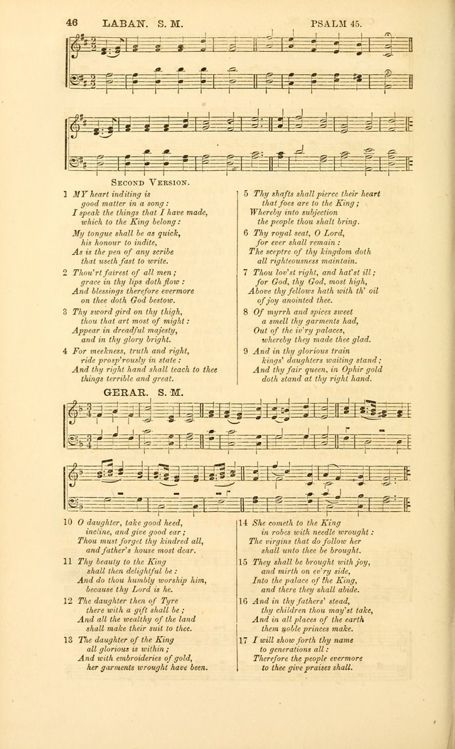The Psalms of David: with a selection of standard music appropriately arranged according to sentiment of each Psalm or portion of Psalm (8th ed.) page 46