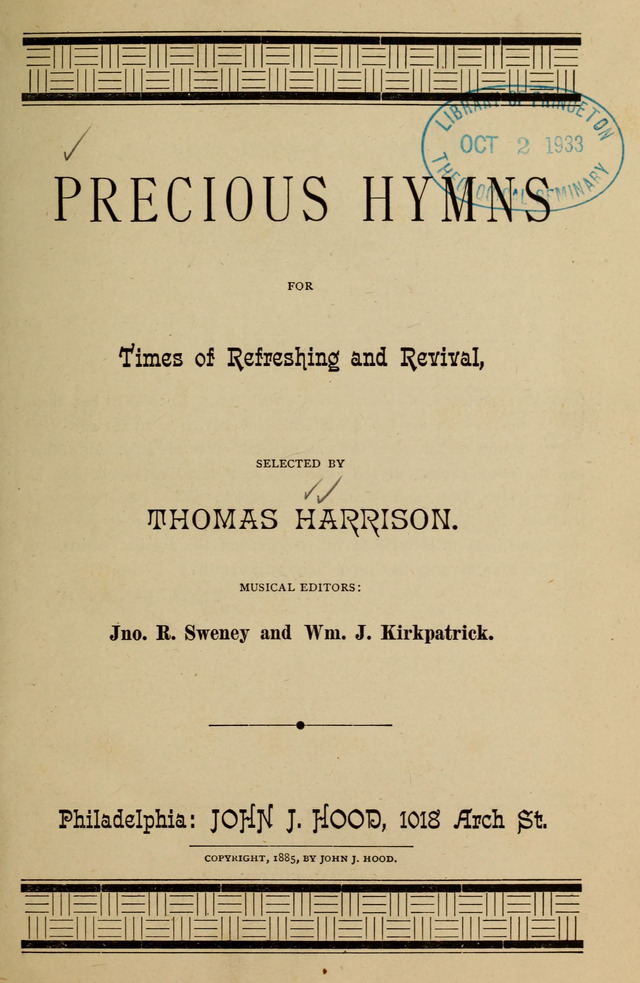 Precious Hymns for Times of Refreshing and Revival page iv