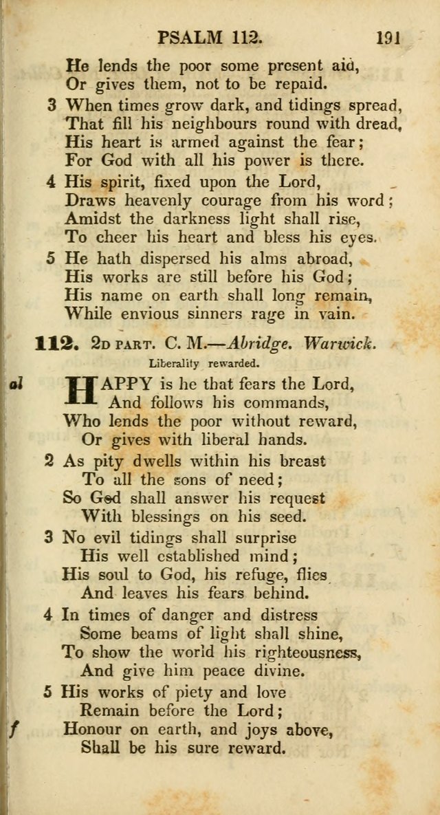 Psalms and Hymns, Adapted to Public Worship: and approved by the General Assembly of the Presbyterian Church in the United States of America: the latter being arranged according to subjects... page 191