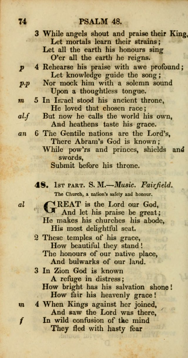Psalms and Hymns, Adapted to Public Worship: and approved by the General Assembly of the Presbyterian Church in the United States of America: the latter being arranged according to subjects... page 74
