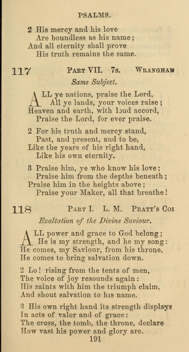 Psalms and Hymns: adapted to social, private and public worship in the Cumberland Presbyterian Chruch page 191