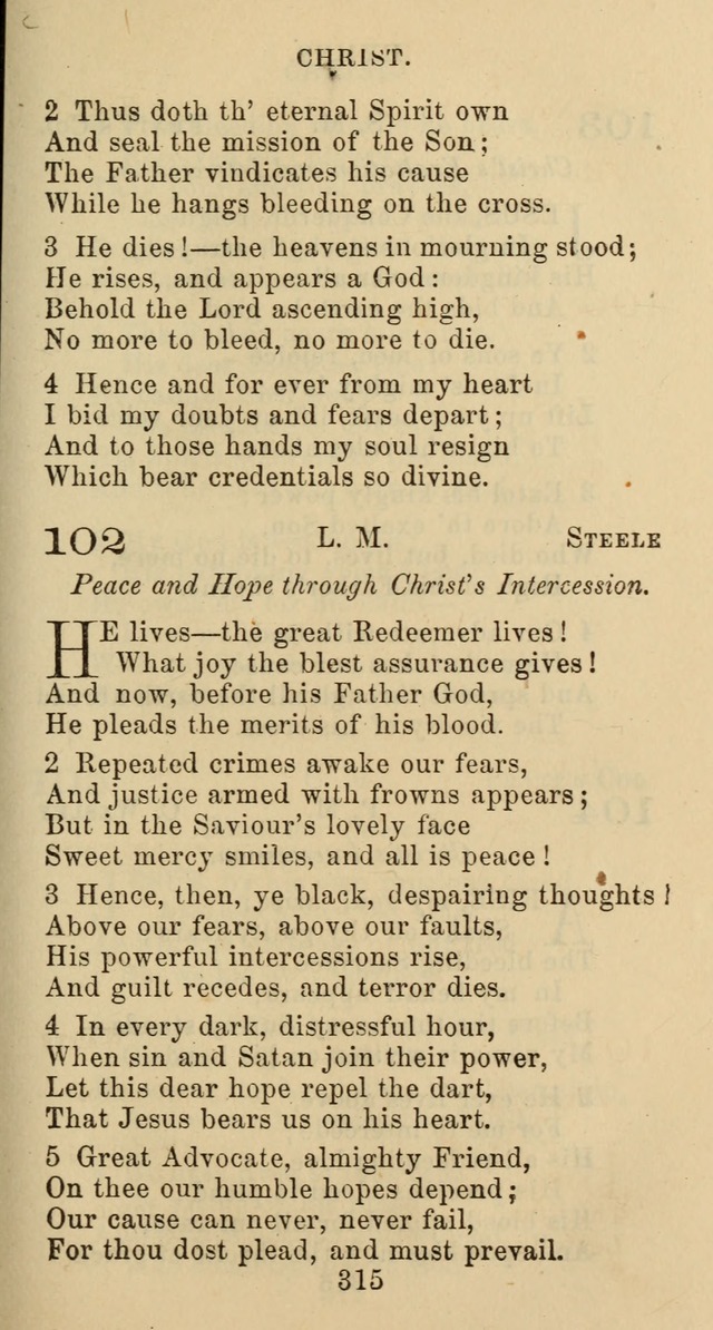 Psalms and Hymns: adapted to social, private and public worship in the Cumberland Presbyterian Chruch page 315