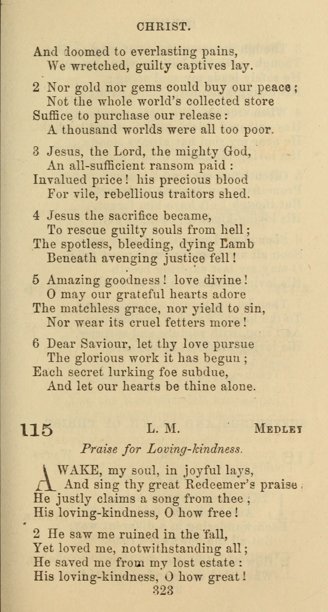 Psalms and Hymns: adapted to social, private and public worship in the Cumberland Presbyterian Chruch page 323