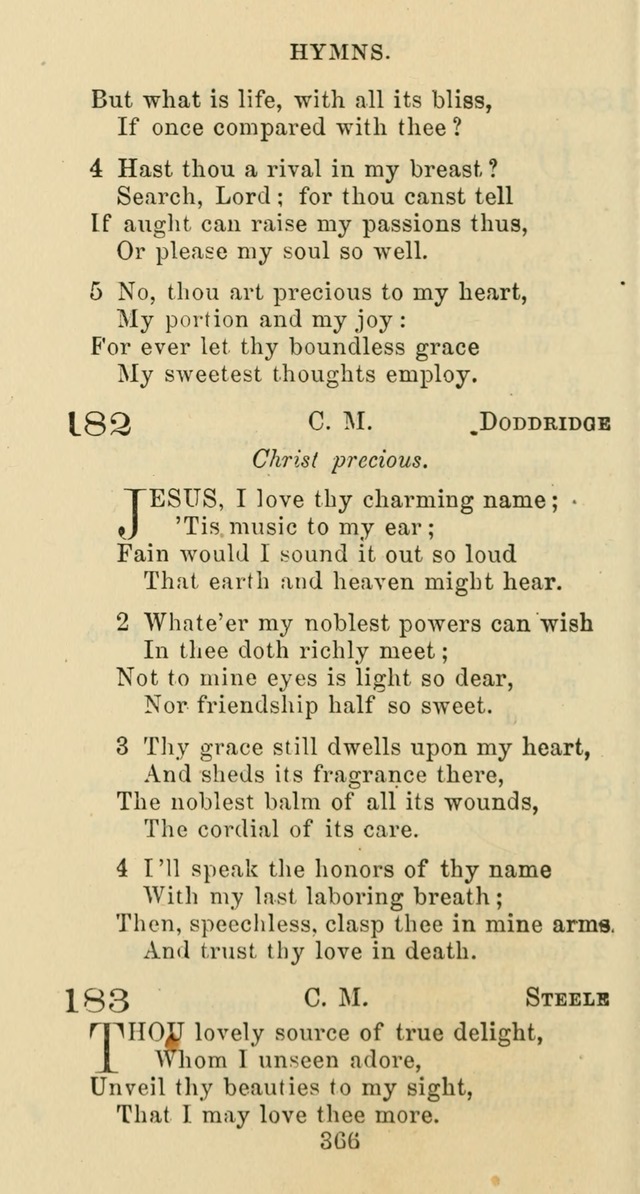 Psalms and Hymns: adapted to social, private and public worship in the Cumberland Presbyterian Chruch page 366