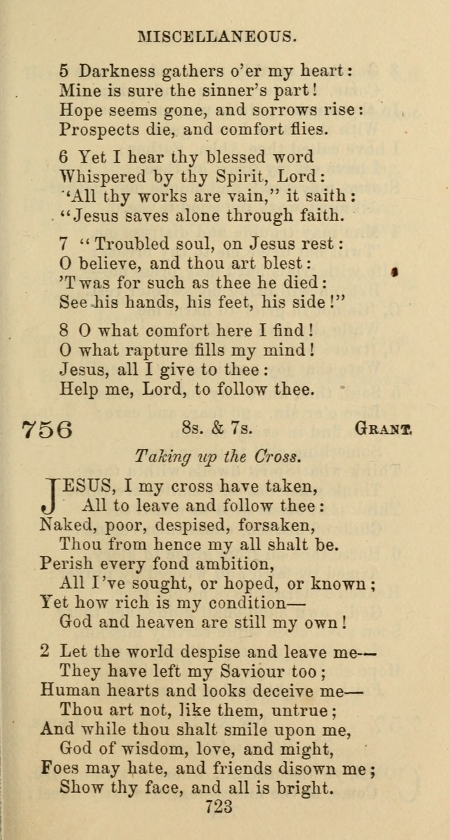 Psalms and Hymns: adapted to social, private and public worship in the Cumberland Presbyterian Chruch page 723