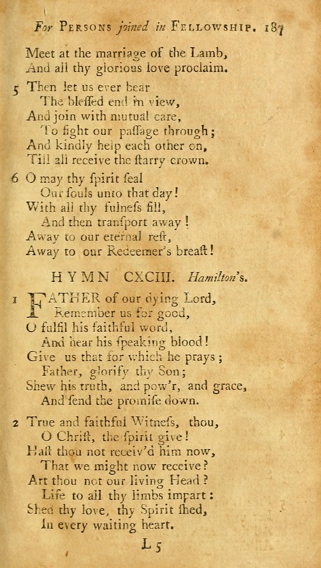 A Pocket hymn-book, designed as a constant companion for the pious: collected from various authors (11th ed.) page 187