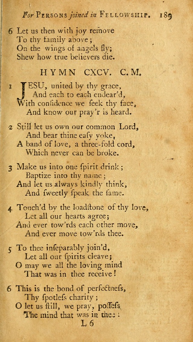 A Pocket hymn-book, designed as a constant companion for the pious: collected from various authors (11th ed.) page 189