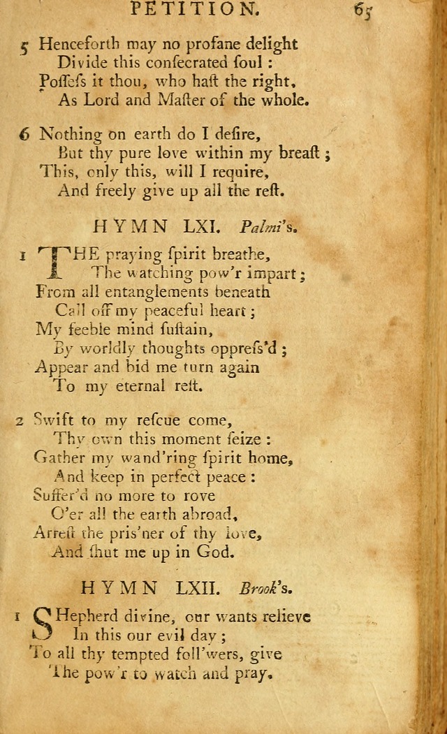 A Pocket hymn-book, designed as a constant companion for the pious: collected from various authors (11th ed.) page 65