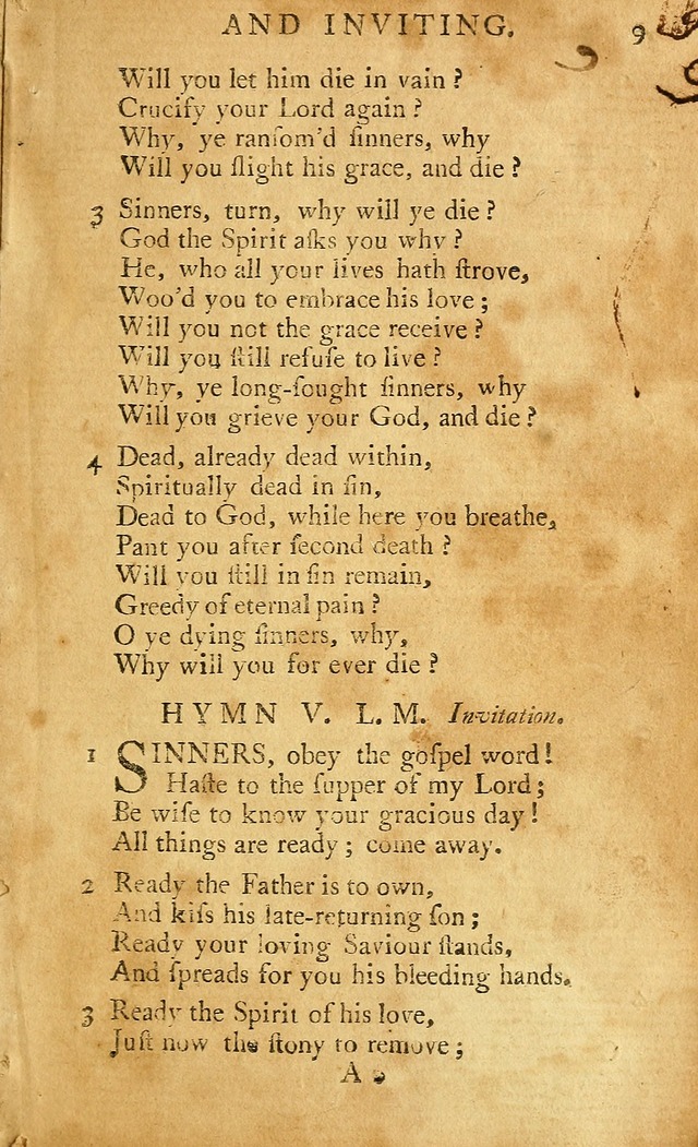 A Pocket hymn-book, designed as a constant companion for the pious: collected from various authors (11th ed.) page 9