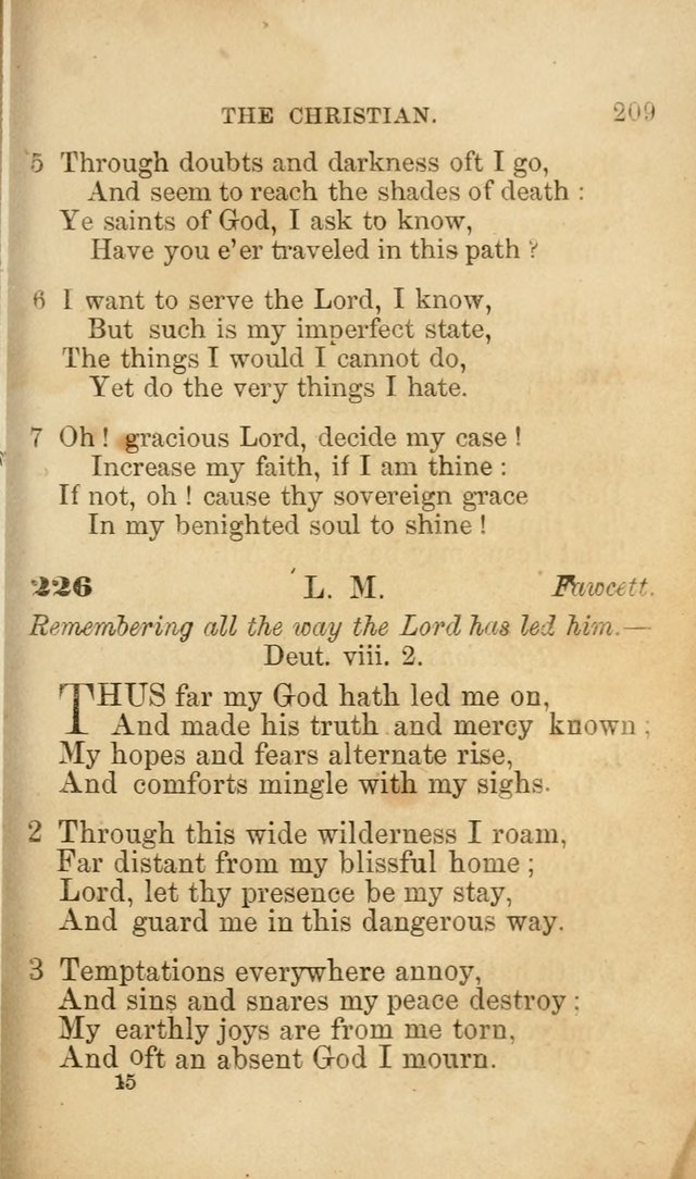 Pocket Hymns: original and selected. designed for the use of the regular Baptist church, and all who love our Lord Jesus Christ page 209