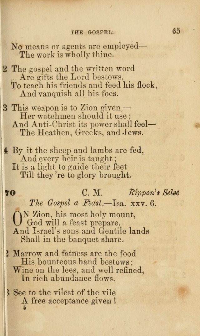 Pocket Hymns: original and selected. designed for the use of the regular Baptist church, and all who love our Lord Jesus Christ page 65