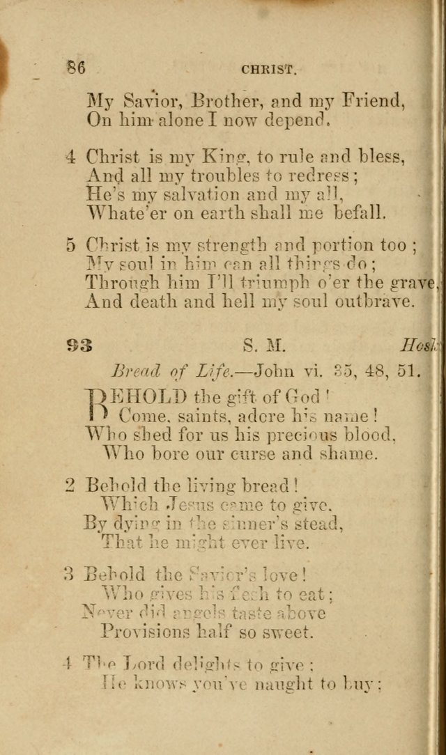 Pocket Hymns: original and selected. designed for the use of the regular Baptist church, and all who love our Lord Jesus Christ page 86