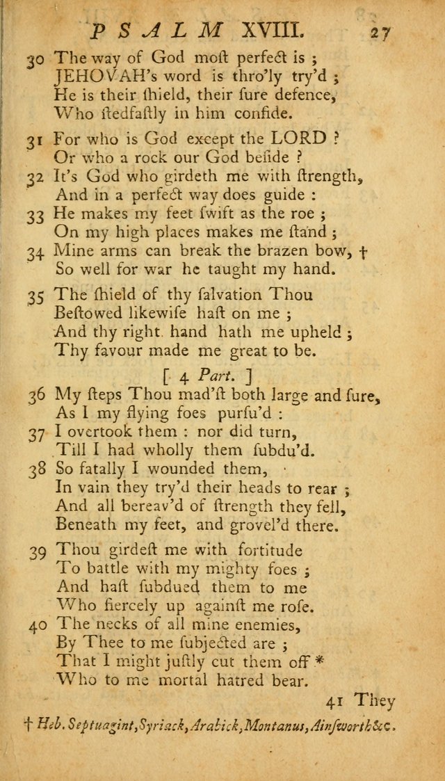 The Psalms, Hymns and Spiritual Songs of the Old and New Testament, faithully translated into English metre: being the New England Psalm Book (Rev. and Improved) page 27