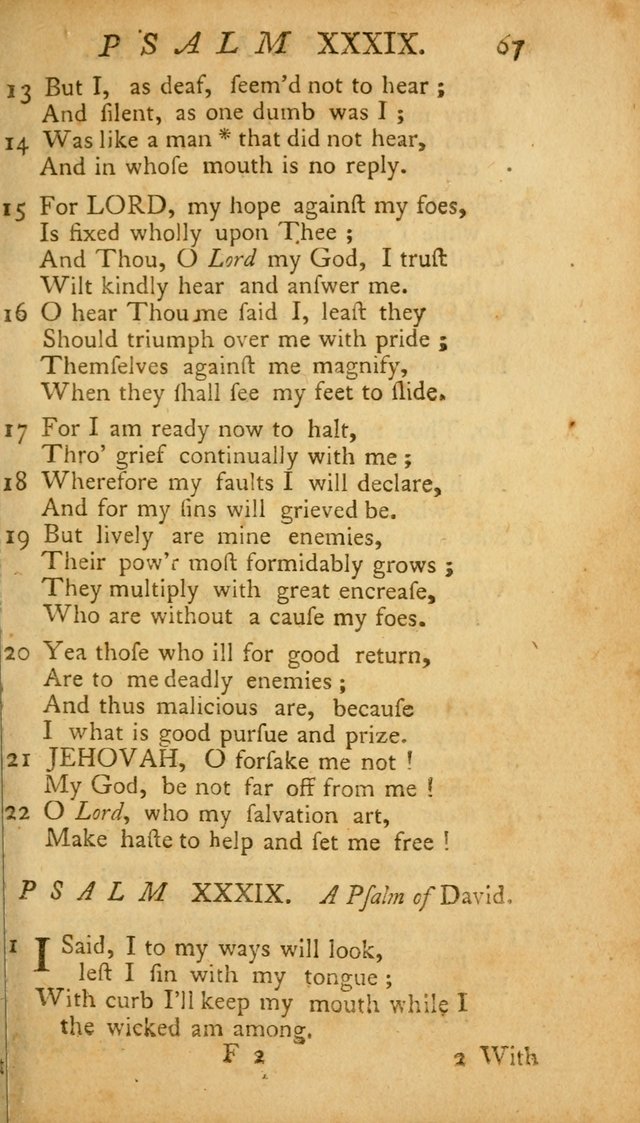 The Psalms, Hymns and Spiritual Songs of the Old and New Testament, faithully translated into English metre: being the New England Psalm Book (Rev. and Improved) page 67