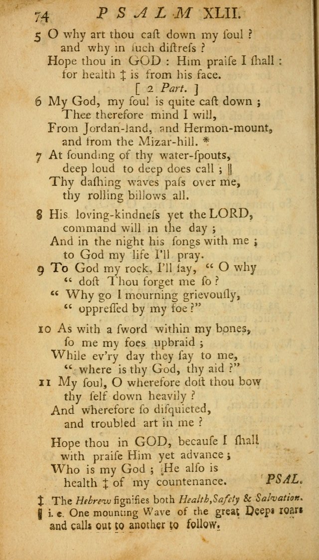 The Psalms, Hymns and Spiritual Songs of the Old and New Testament, faithully translated into English metre: being the New England Psalm Book (Rev. and Improved) page 74