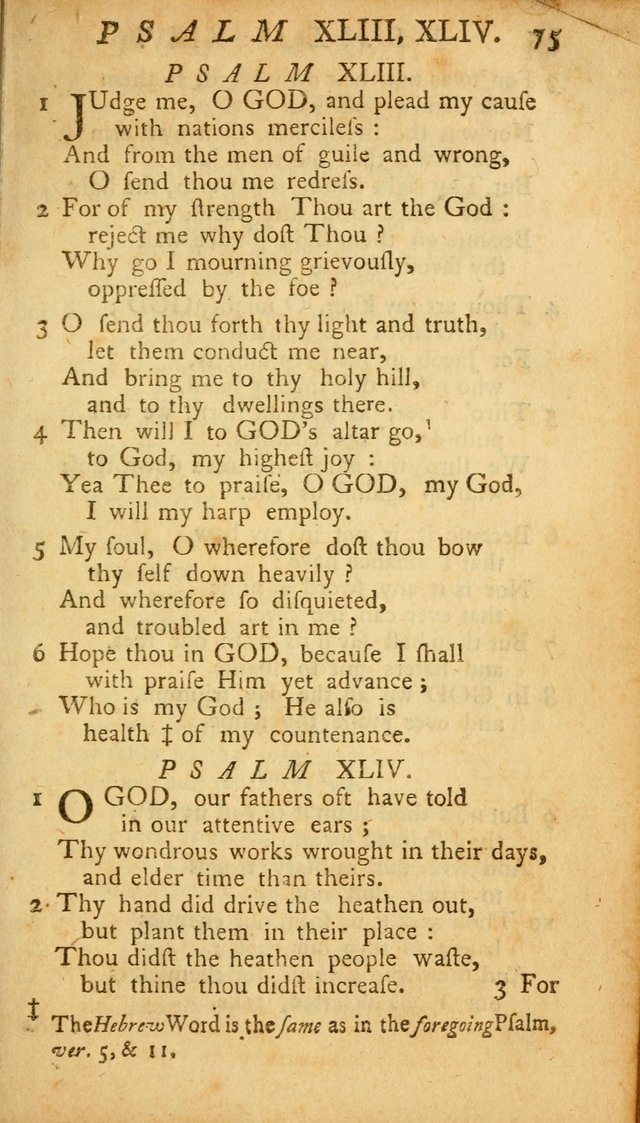 The Psalms, Hymns and Spiritual Songs of the Old and New Testament, faithully translated into English metre: being the New England Psalm Book (Rev. and Improved) page 75