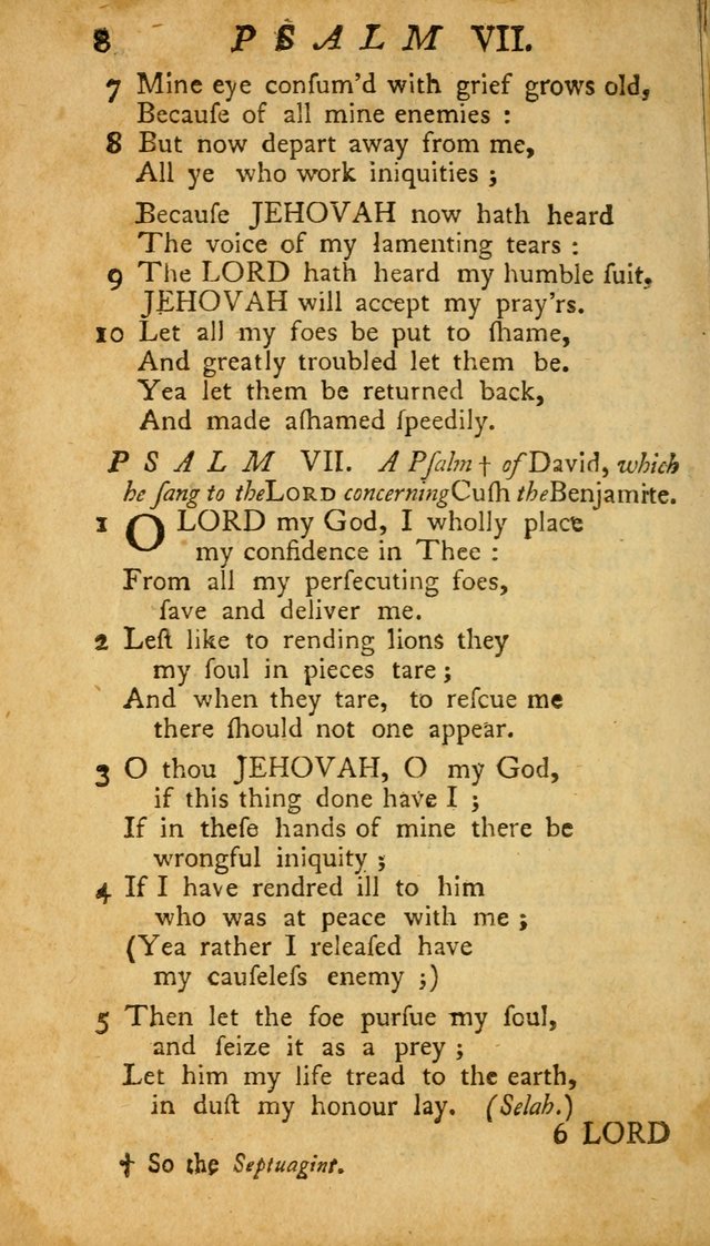 The Psalms, Hymns and Spiritual Songs of the Old and New Testament, faithully translated into English metre: being the New England Psalm Book (Rev. and Improved) page 8