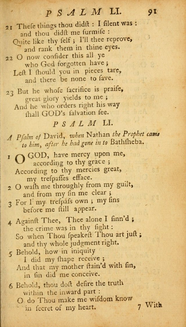 The Psalms, Hymns and Spiritual Songs of the Old and New Testament, faithully translated into English metre: being the New England Psalm Book (Rev. and Improved) page 91