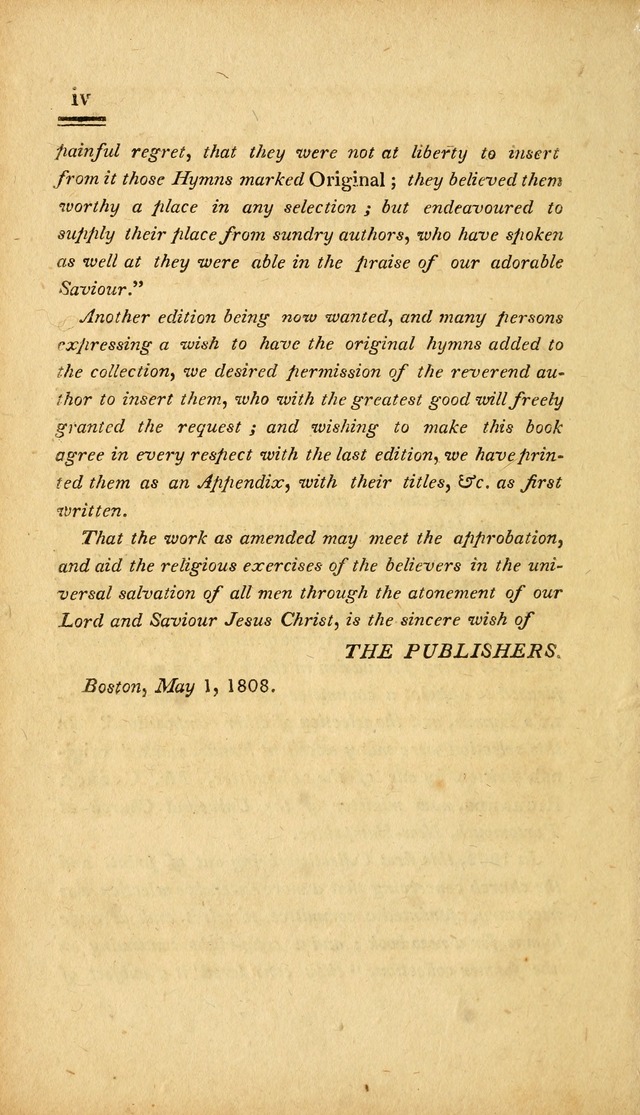 Psalms, Hymns and Spiritual Songs: selected and designed for the use of  the church universal, in public and private devotion; with an appendix, containing the original hymns omitted in the last ed. page 4