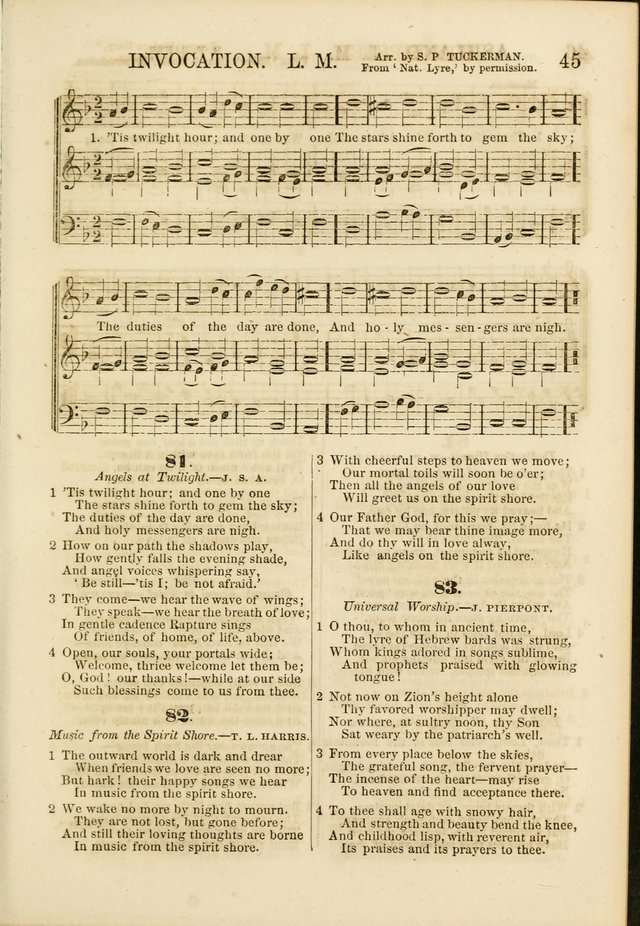 The Psalms of Life: A Compilation of Psalms, Hymns, Chants, Anthems, &c. Embodying the Spiritual, Progressive and Reformatory Sentiment of the Present Age page 45