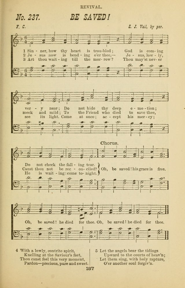 Prayer and Praise: or Hymns and Tunes for Prayer Meetings, Praise Meetings, Experience Meetings, Revivals, Missionary Meetings and all special occasions of Christian work and worship page 187