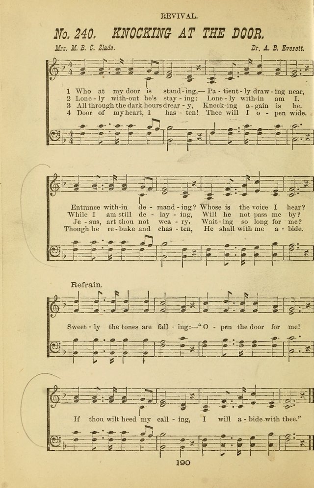 Prayer and Praise: or Hymns and Tunes for Prayer Meetings, Praise Meetings, Experience Meetings, Revivals, Missionary Meetings and all special occasions of Christian work and worship page 190