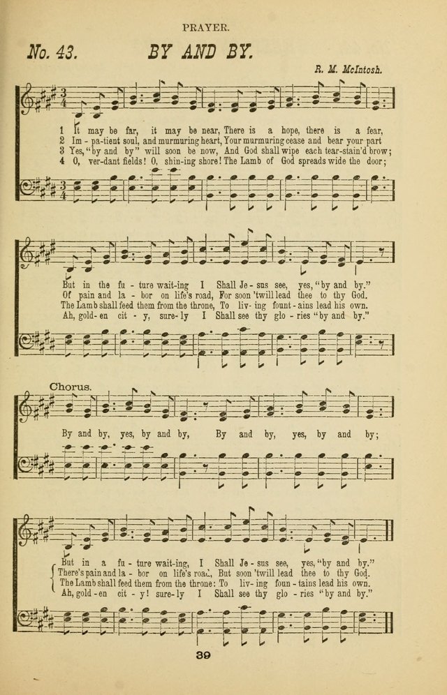 Prayer and Praise: or Hymns and Tunes for Prayer Meetings, Praise Meetings, Experience Meetings, Revivals, Missionary Meetings and all special occasions of Christian work and worship page 39