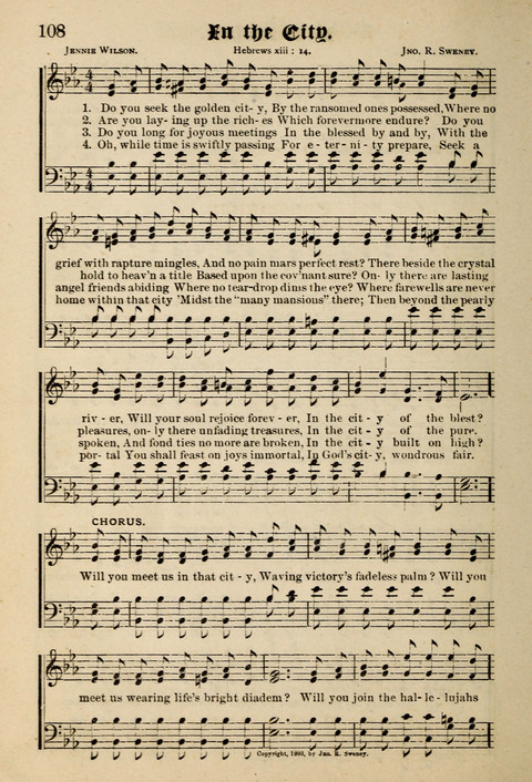 Praise in Song: a collection of hymns and sacred melodies page 108
