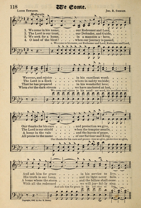 Praise in Song: a collection of hymns and sacred melodies page 118