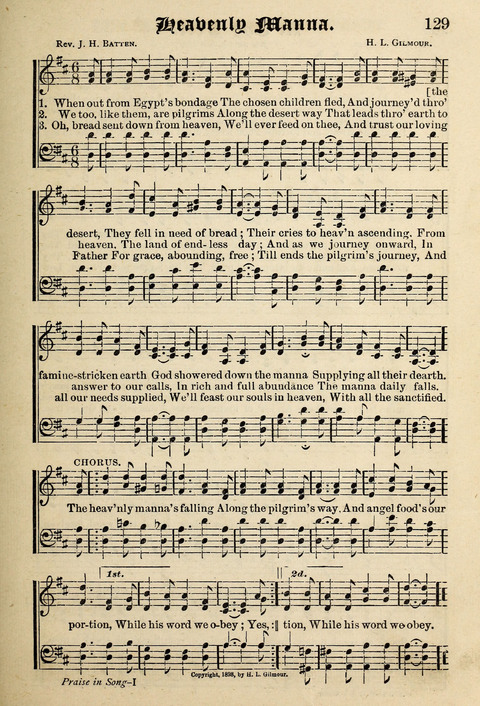 Praise in Song: a collection of hymns and sacred melodies page 129