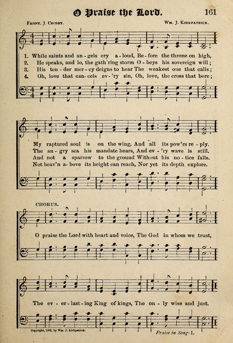 Praise in Song: a collection of hymns and sacred melodies page 161
