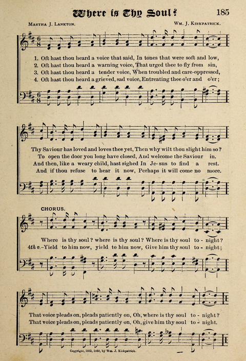 Praise in Song: a collection of hymns and sacred melodies page 185